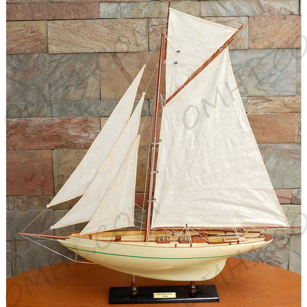 32" Unfinished Wood Hand Painted Model Boat