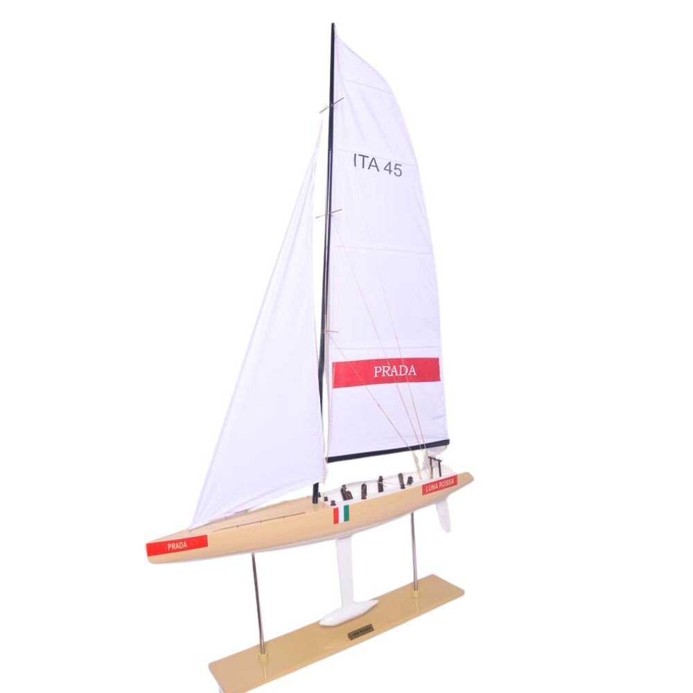 52" Unfinished Wood Hand Painted Model Boat