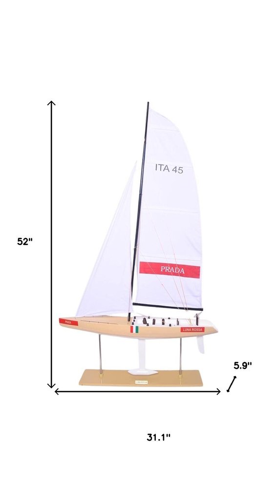 52" Unfinished Wood Hand Painted Model Boat