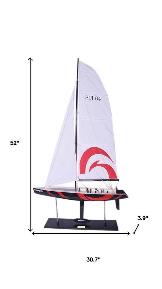 52" Unfinished Wood Hand Painted Model Boat