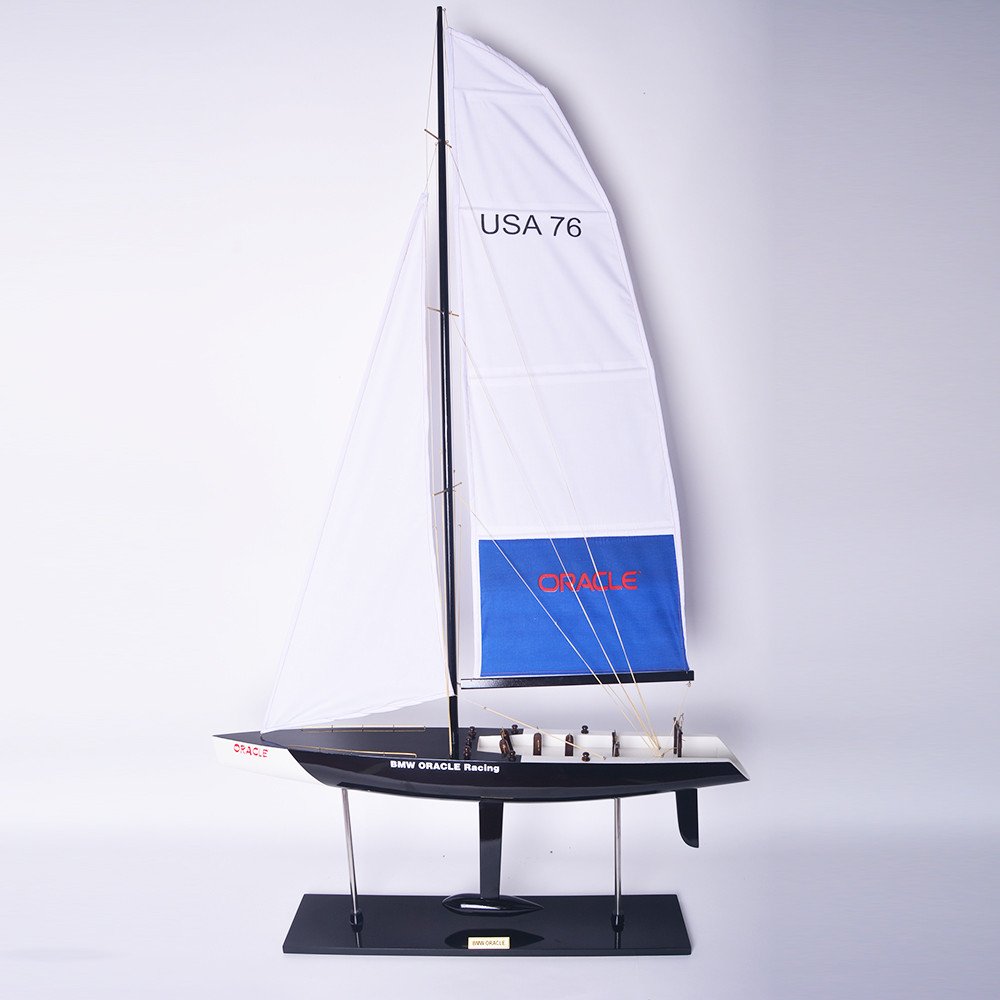 52" Unfinished Wood Hand Painted Model Boat