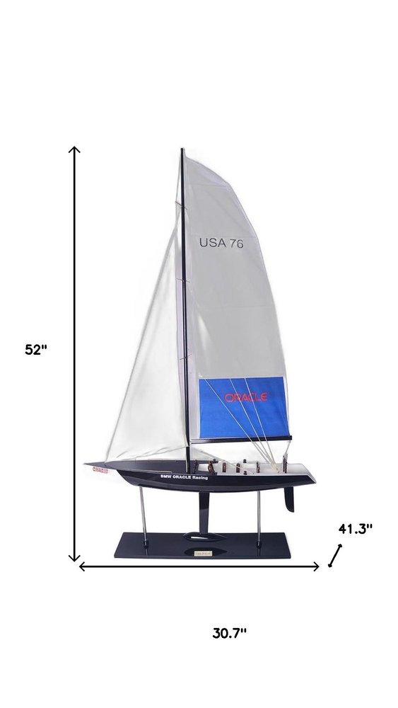52" Unfinished Wood Hand Painted Model Boat