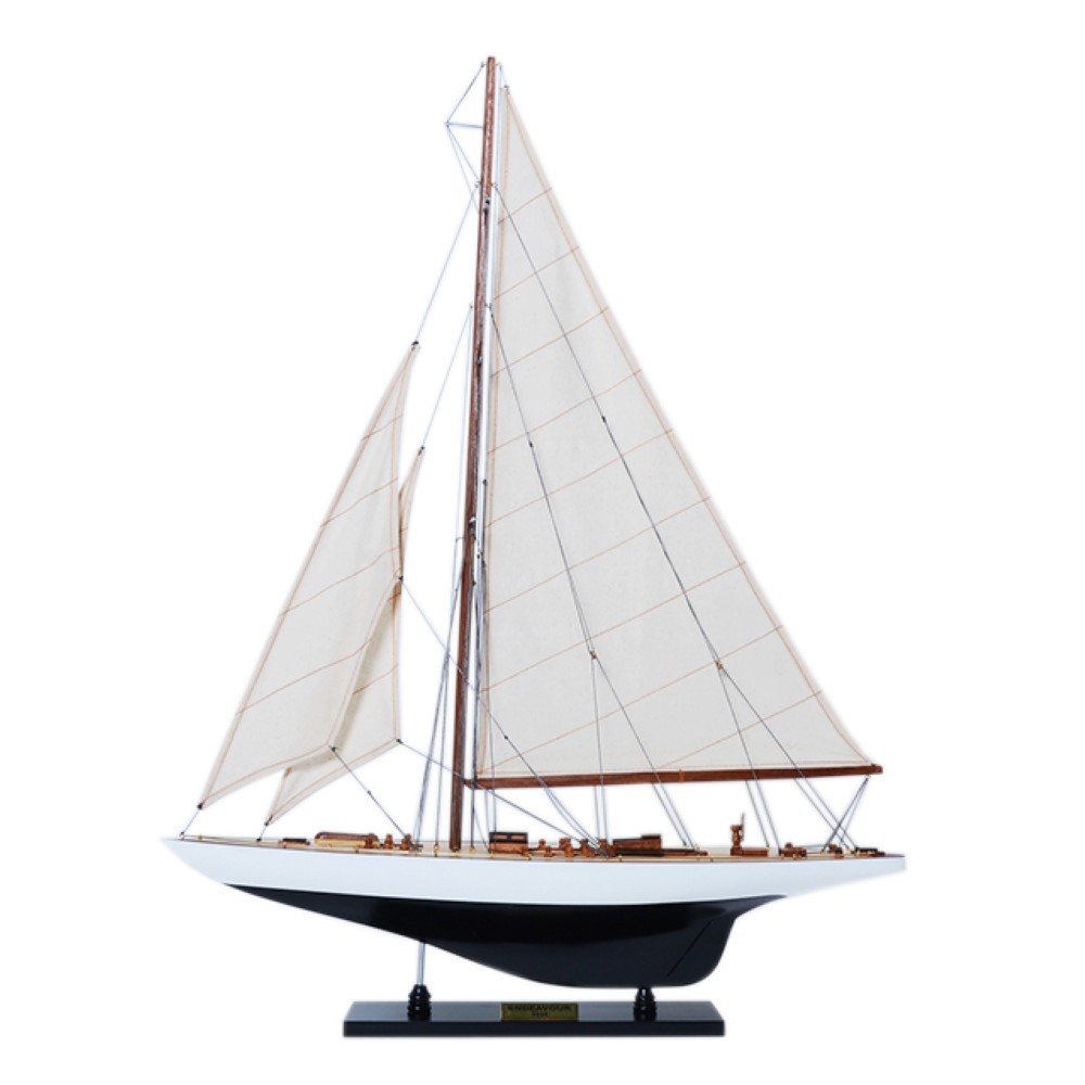 31" Unfinished Wood Hand Painted Model Boat