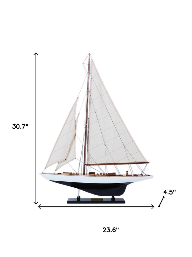31" Unfinished Wood Hand Painted Model Boat