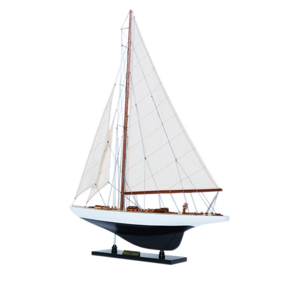 31" Unfinished Wood Hand Painted Model Boat