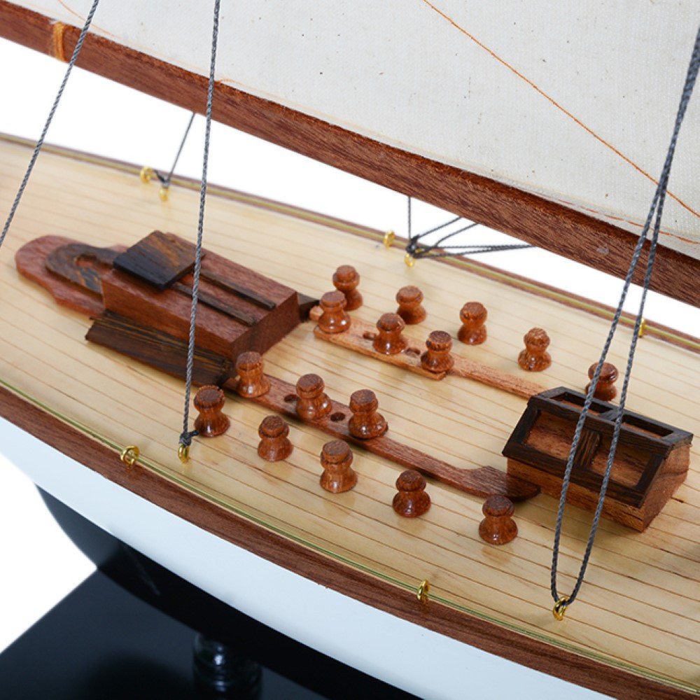 31" Unfinished Wood Hand Painted Model Boat