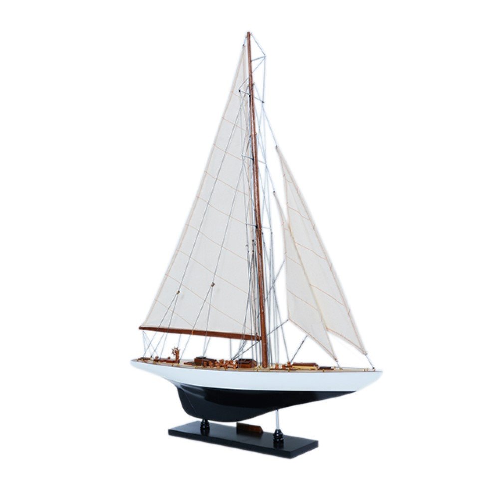 31" Unfinished Wood Hand Painted Model Boat