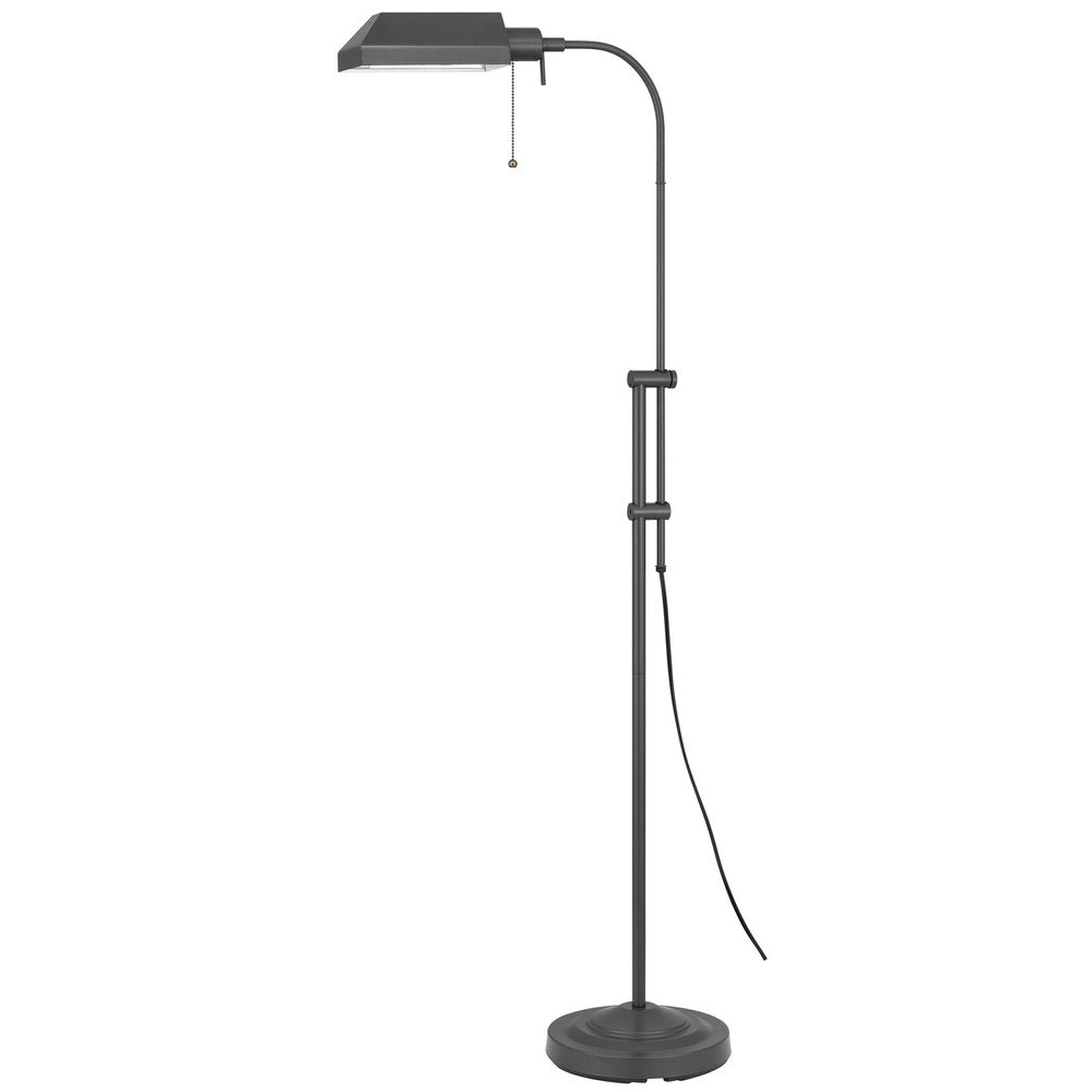 Gray Metal Adjustable Reading Floor Lamp With Gray Metal Shade on a white background