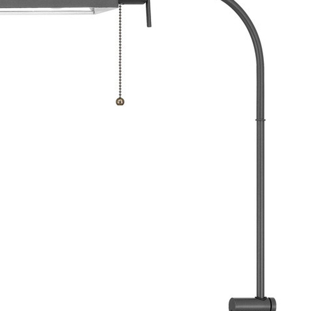 Gray Metal Adjustable Reading Floor Lamp With Gray Metal Shade on a white background
