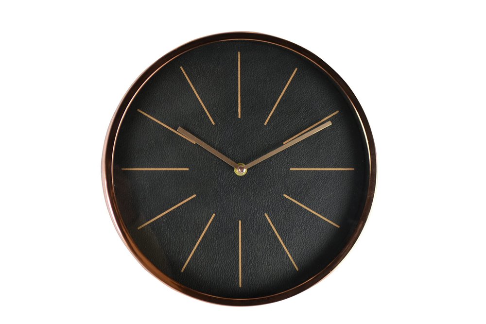 12" Black And Rose Gold Heavy Duty Plastic Silent Analog Round Wall Clock