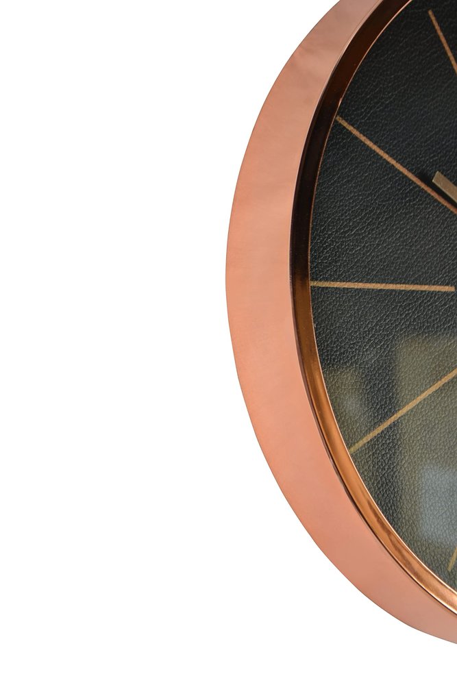 12" Black And Rose Gold Heavy Duty Plastic Silent Analog Round Wall Clock