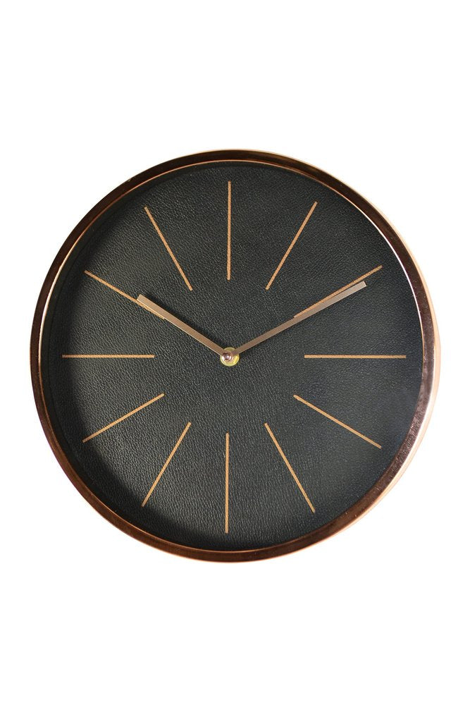 12" Black And Rose Gold Heavy Duty Plastic Silent Analog Round Wall Clock