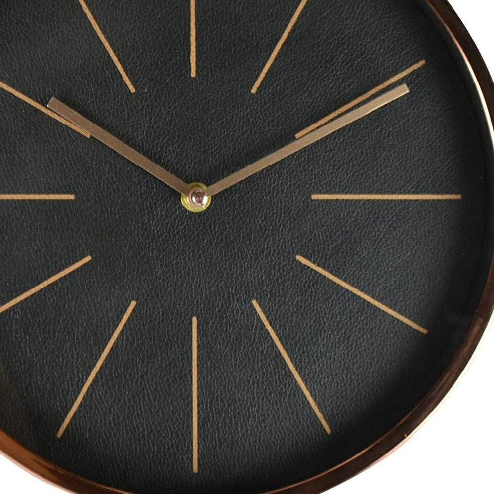 12" Black And Rose Gold Heavy Duty Plastic Silent Analog Round Wall Clock