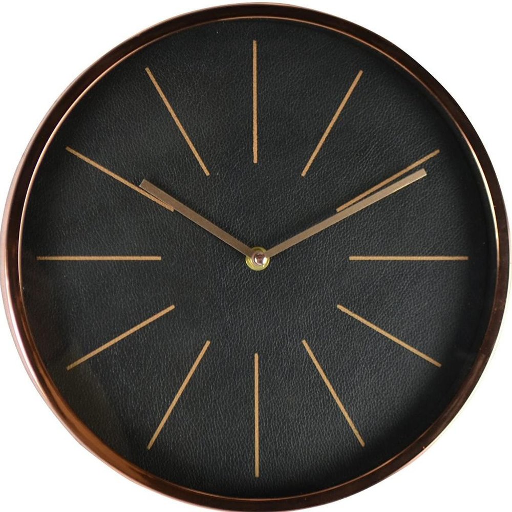 12" Black And Rose Gold Heavy Duty Plastic Silent Analog Round Wall Clock