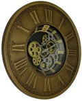 18" Black Gold And Silver Metal Silent Skeleton Exposed Gear Round Wall Clock
