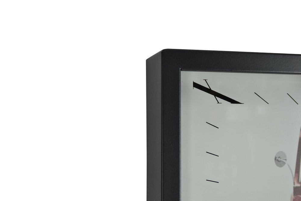 23" Black White And Red Metal Silent Analog Exposed Gear Wall Clock