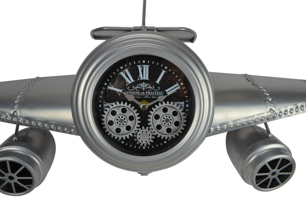 34" Black And Silver Silent Analog Exposed Gear Novelty Wall Clock