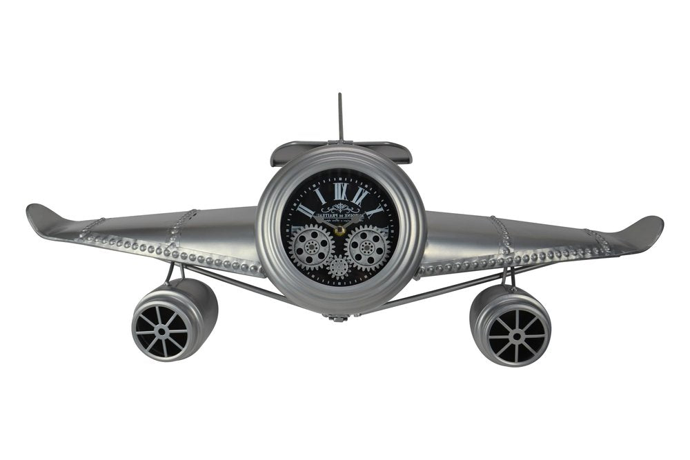 34" Black And Silver Silent Analog Exposed Gear Novelty Wall Clock