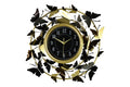 22" Gold Silver And Black Metal Silent Analog Butterfly Round Wall Clock