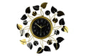 24" Gold Black And Silver Metal Silent Analog Floral Round Wall Clock