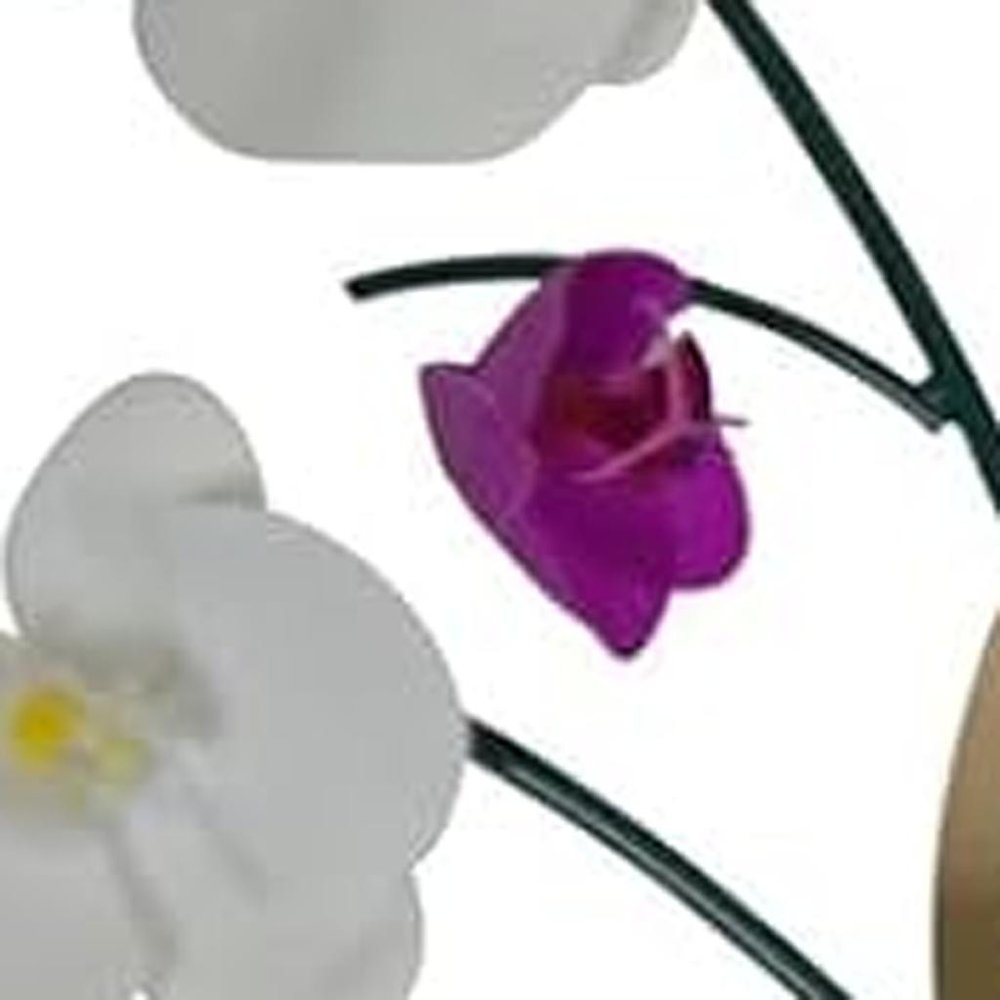 30" Purple White And Gold Metal Silent Analog Floral Novelty Wall Clock