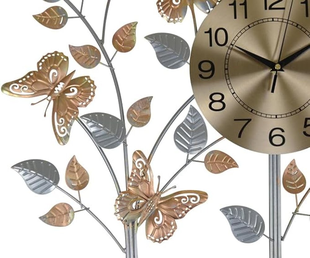 27" Gold Silver And Black Metal Silent Analog Novelty Wall Clock