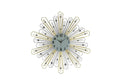 Gold and silver sunburst wall clock with faux crystals on a white background.