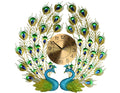 25" Blue Green And Gold Metal Silent Analog Peacock Novelty Wall Clock