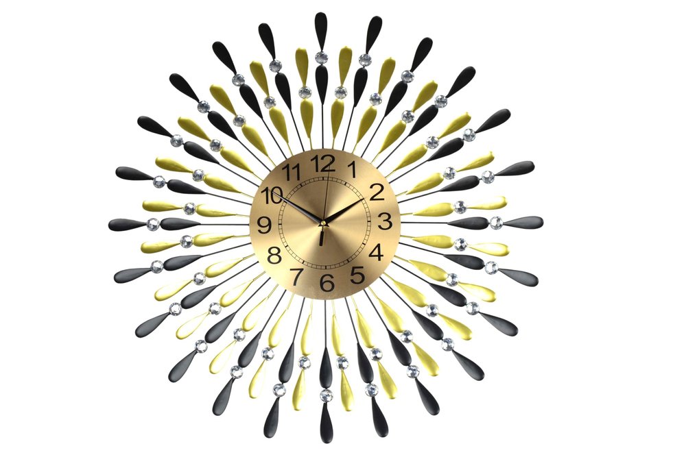 27" Gold And Black Metal Silent Analog Starburst Wall Clock