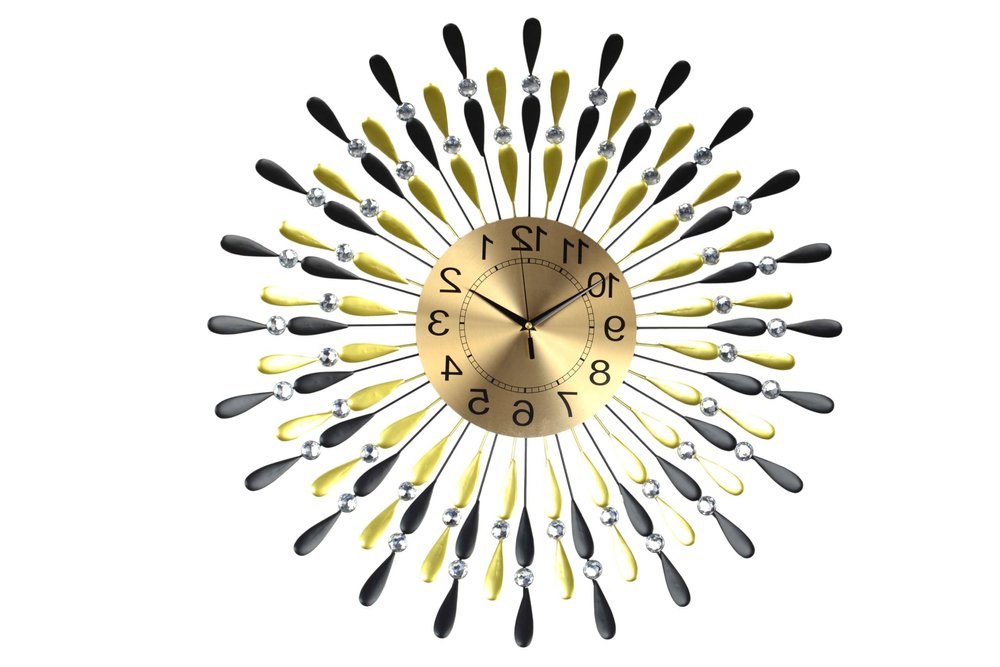 27" Gold And Black Metal Silent Analog Starburst Wall Clock