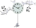 23" Silver Black And White Metal Silent Pendulum Novelty Wall Clock