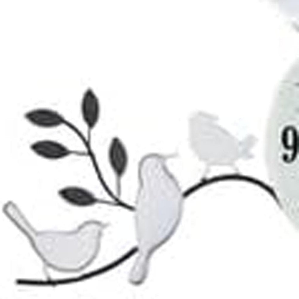 23" Silver Black And White Metal Silent Pendulum Novelty Wall Clock
