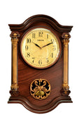 16" Walnut And Gold Resin Silent Analog Ornate Wall Clock
