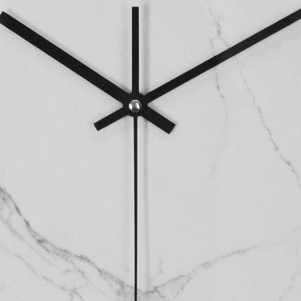 16" Black And White Heavy Duty Plastic Silent Analog Marble Round Wall Clock