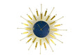 27" Gold And Blue Metal Silent Analog Sunburst Wall Clock