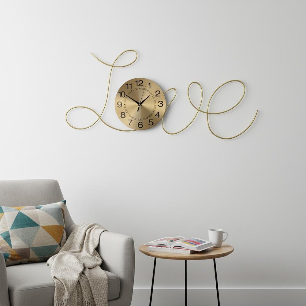 41" Gold Metal Silent Analog Novelty Wall Clock