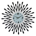 24" Black White And Silver Metal Silent Analog Starburst Wall Clock