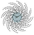 24" Silver And White Metal Silent Analog Novelty Wall Clock