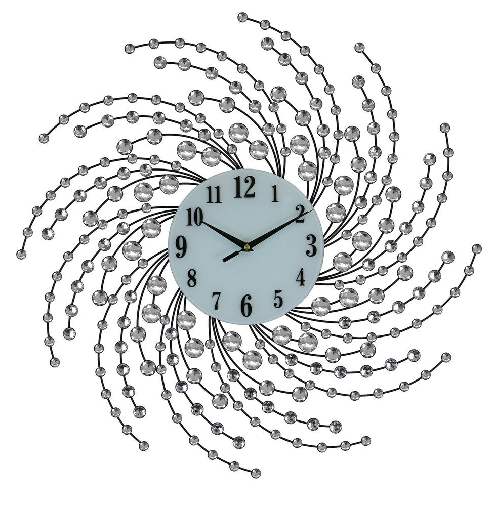 24" Silver And White Metal Silent Analog Novelty Wall Clock
