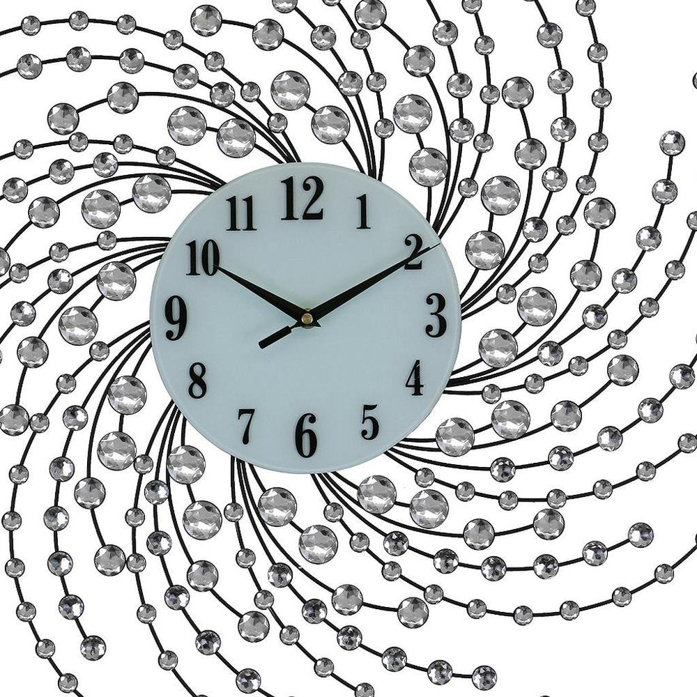 24" Silver And White Metal Silent Analog Novelty Wall Clock