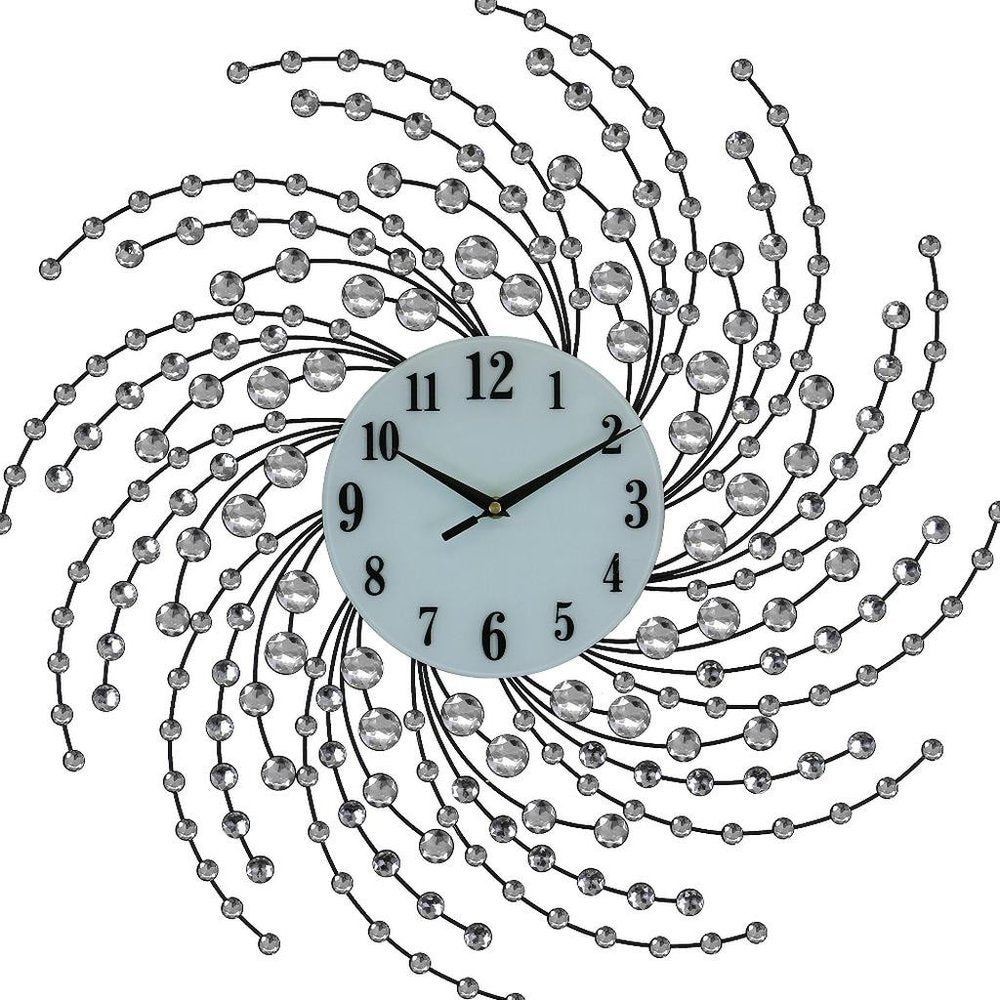 24" Silver And White Metal Silent Analog Novelty Wall Clock