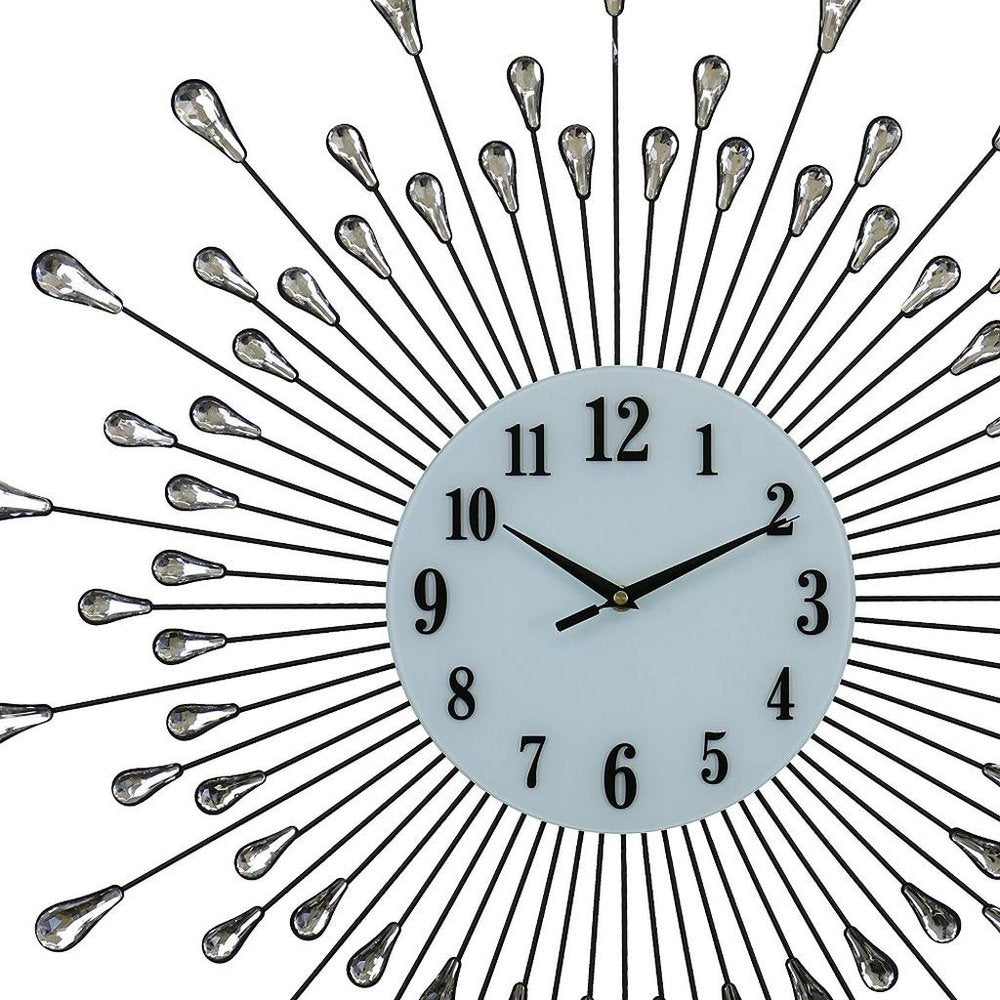 27" Silver And White Metal Silent Analog Round Wall Clock