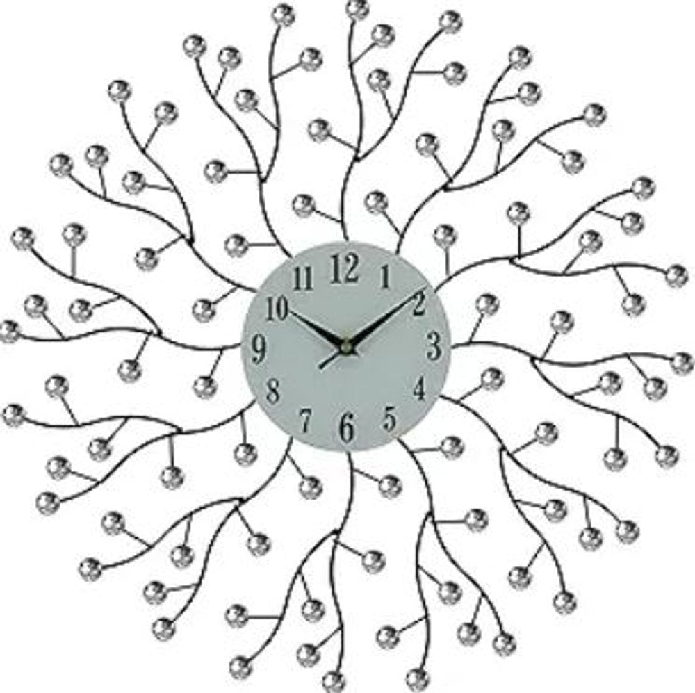 20" Black White And Clear Metal Silent Analog Round Wall Clock