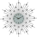 20" Black White And Clear Metal Silent Analog Sunburst Wall Clock