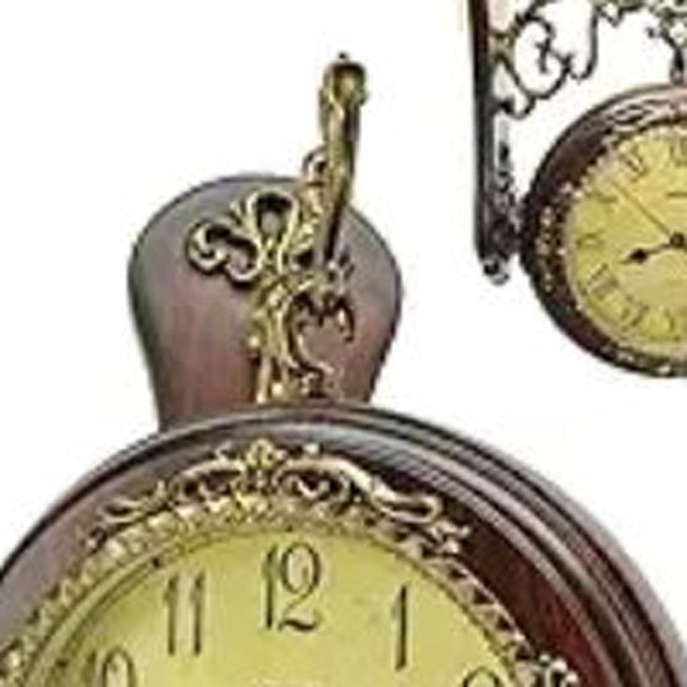 13" Brown Gold And Yellow Resin Silent Analog Ornate Round Wall Clock