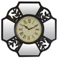 16" Black And Silver Heavy Duty Plastic Silent Analog Ornate Hexagon Wall Clock