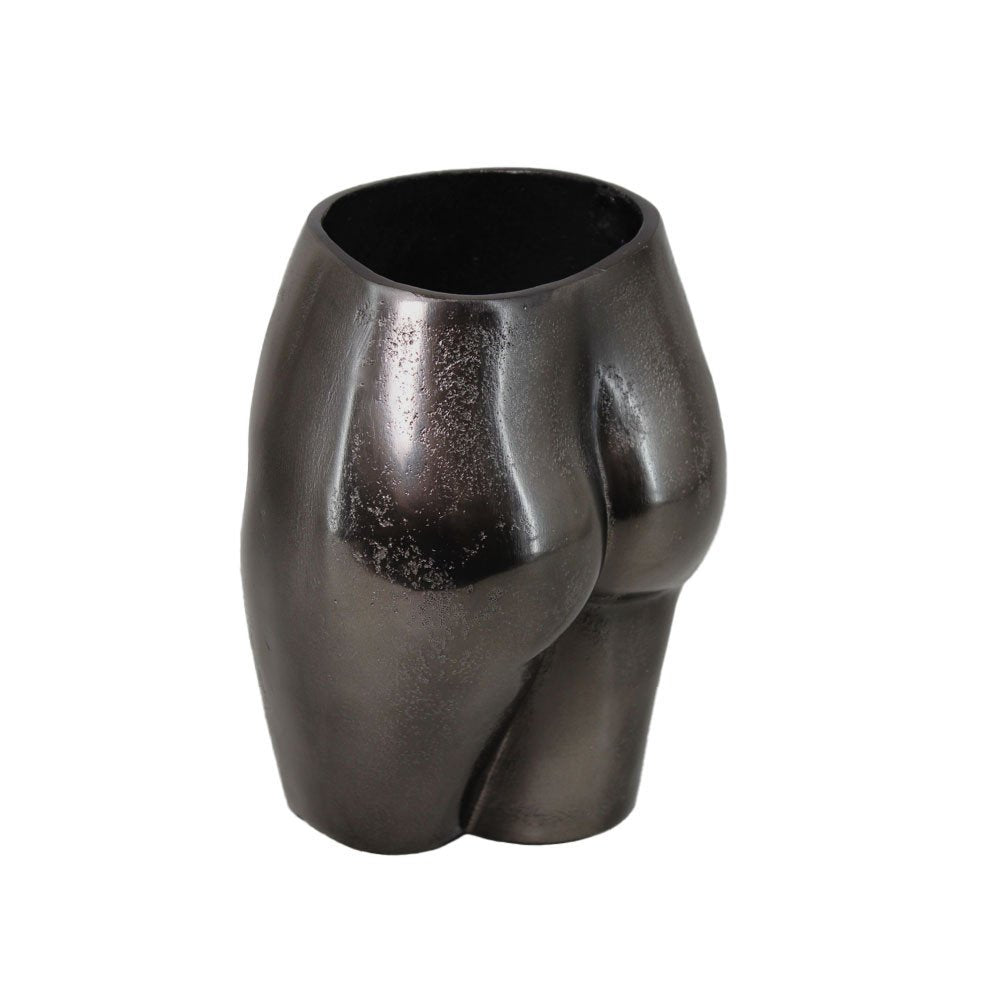 8" Antiqued Bronze Cast Aluminum Female Form Table Vase on a white background