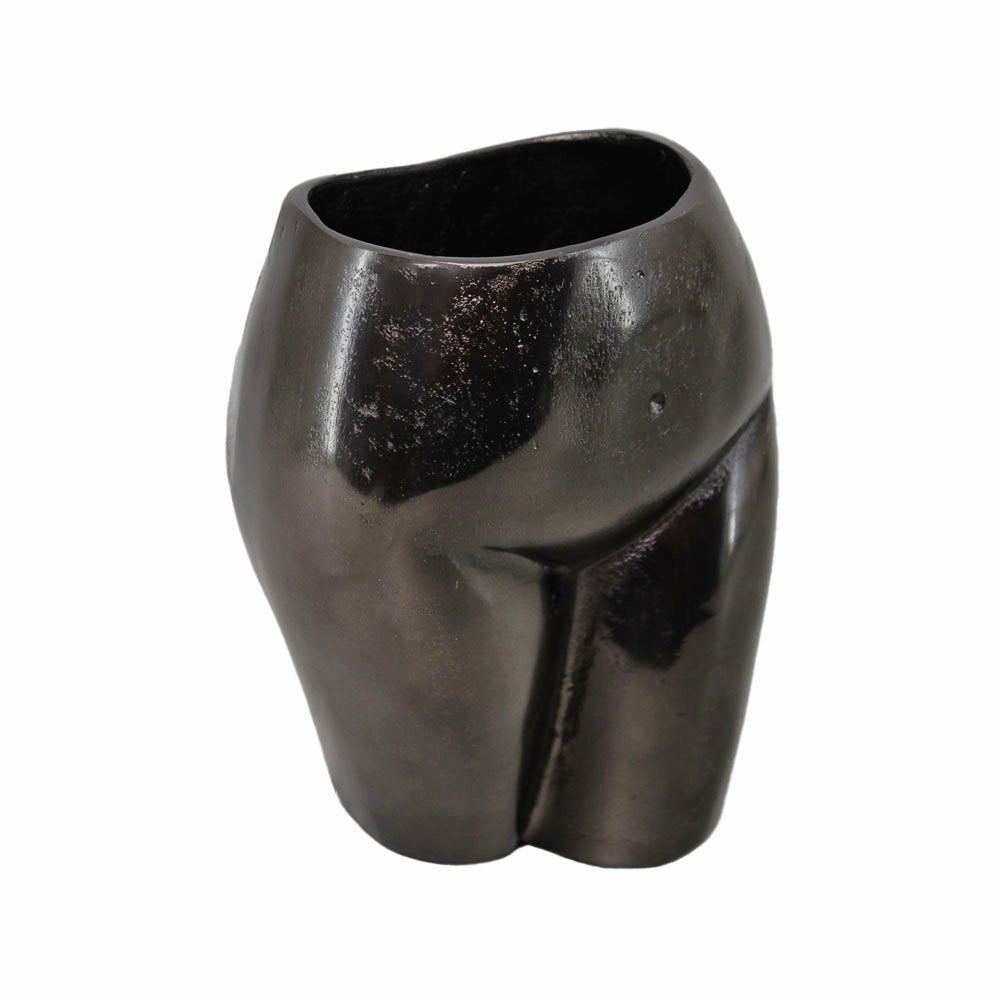 8" Antiqued Bronze Cast Aluminum Female Form Table Vase on a white background