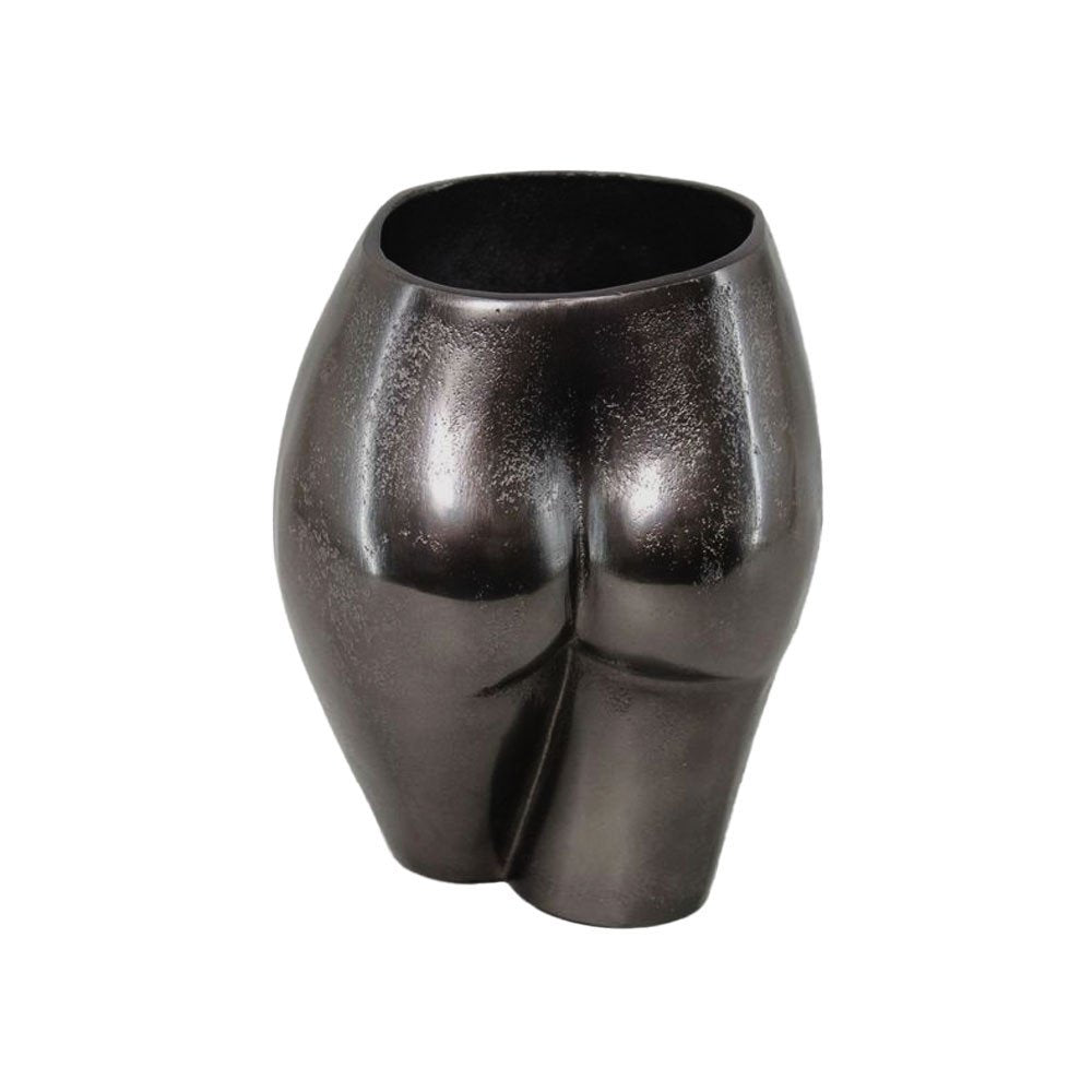 8" Antiqued Bronze Cast Aluminum Female Form Table Vase on a white background