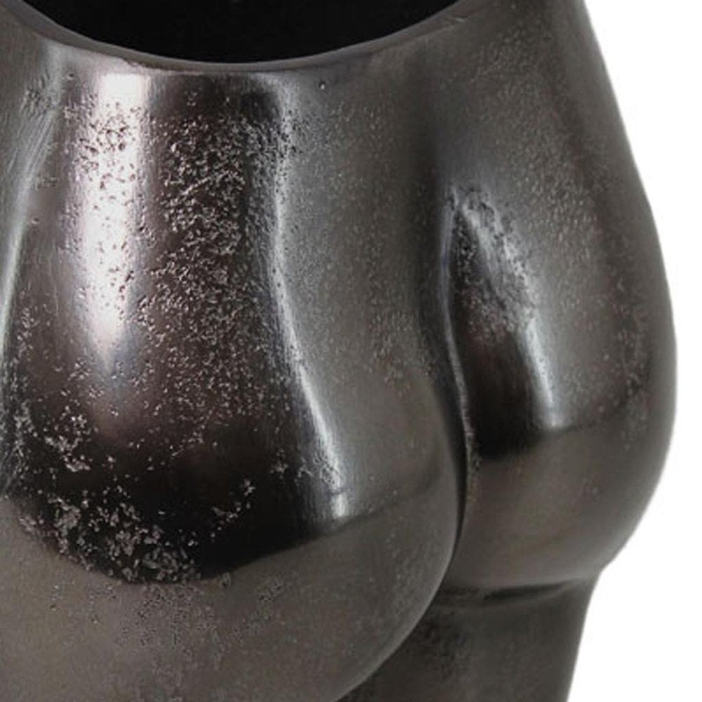 8" Antiqued Bronze Cast Aluminum Female Form Table Vase close-up detail